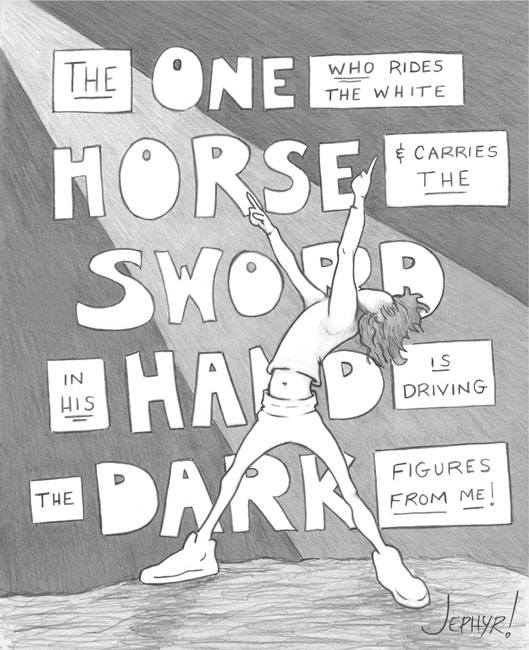 "The One Who Rides The White Horse; - Pencil Drawing - Copyright 2019, Jephyr (Jeff Curtis), All Rights Reserved